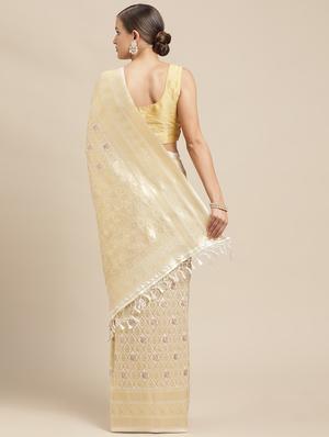 white silk kanjivaram saree with blouse - 18312946 - Standard Image - 2