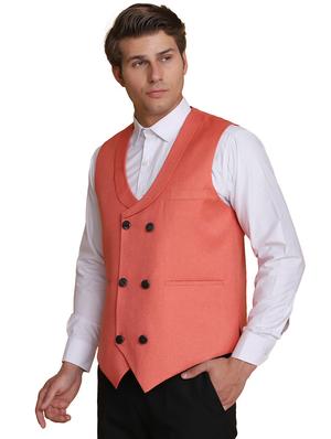 orange solid waist coat - 18312960 - Standard Image - 2