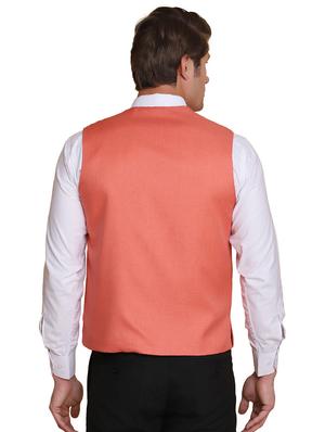 orange solid waist coat - 18312960 - Standard Image - 3