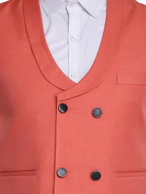orange solid waist coat - 18312960 - Standard Image - 5