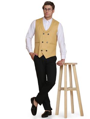 gold solid waist coat - 18312961 - Standard Image - 4