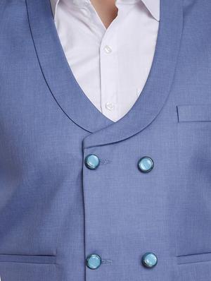 light blue solid waist coat - 18312964 - Standard Image - 5