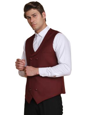 red solid waist coat - 18312965 - Standard Image - 2