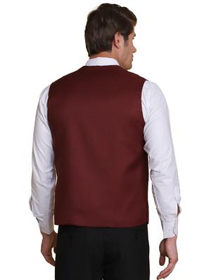 red solid waist coat - 18312965 - Standard Image - 3