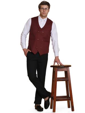 red solid waist coat - 18312965 - Standard Image - 4