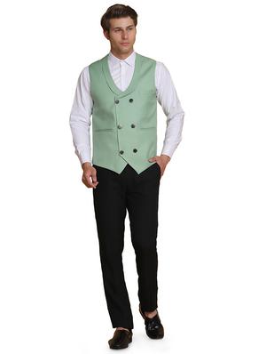 green solid waist coat - 18312966 - Standard Image - 4