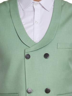 green solid waist coat - 18312966 - Standard Image - 5