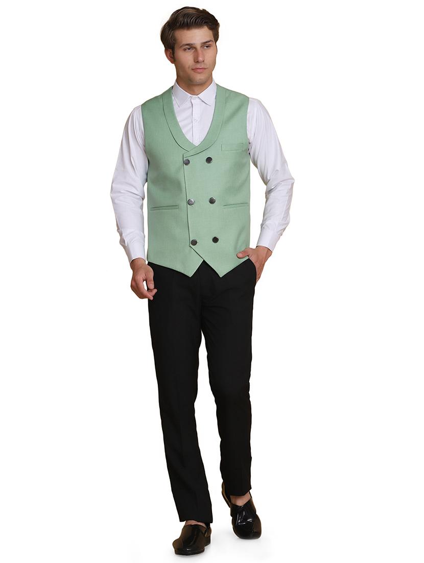 green solid waist coat - 18312966 - Zoom Image - 4