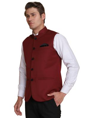red solid waist coat - 18312967 - Standard Image - 2