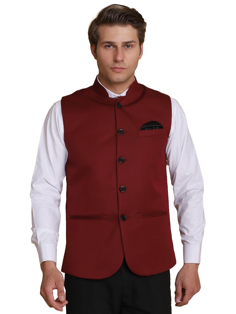 red solid waist coat - 18312967 - Zoom Image - 1