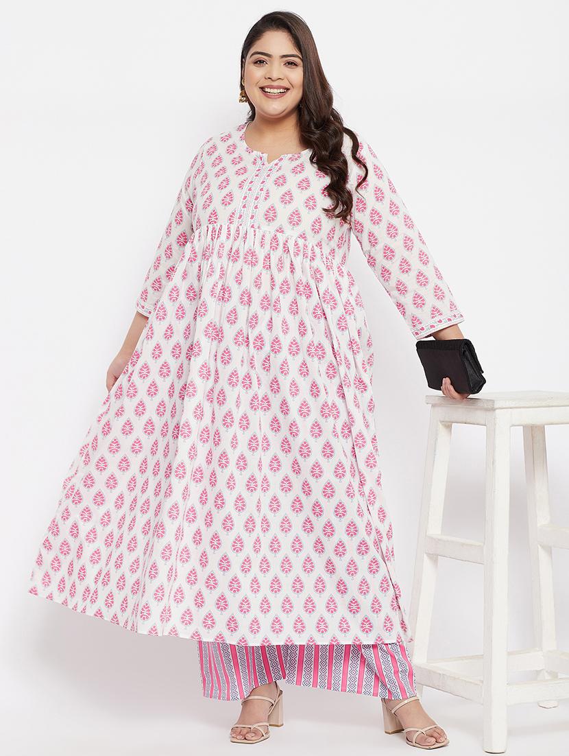white cotton kurta palazzo set - 18315208 - Zoom Image - 1