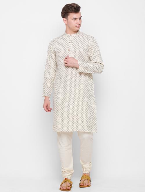 beige printed medium kurta - 18315440 - Standard Image - 1