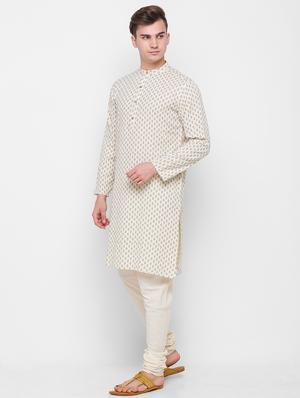 beige printed medium kurta - 18315440 - Standard Image - 2