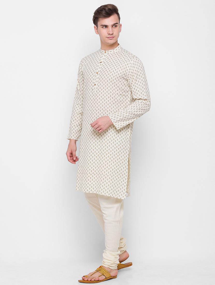 beige printed medium kurta - 18315440 - Zoom Image - 2