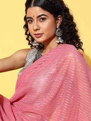 pink organza gota patti saree with blouse - 18315474 - Standard Image - 4