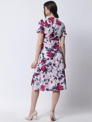 round neck floral a-line dress - 18315611 - Standard Image - 4