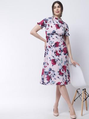 round neck floral a-line dress - 18315611 - Standard Image - 5