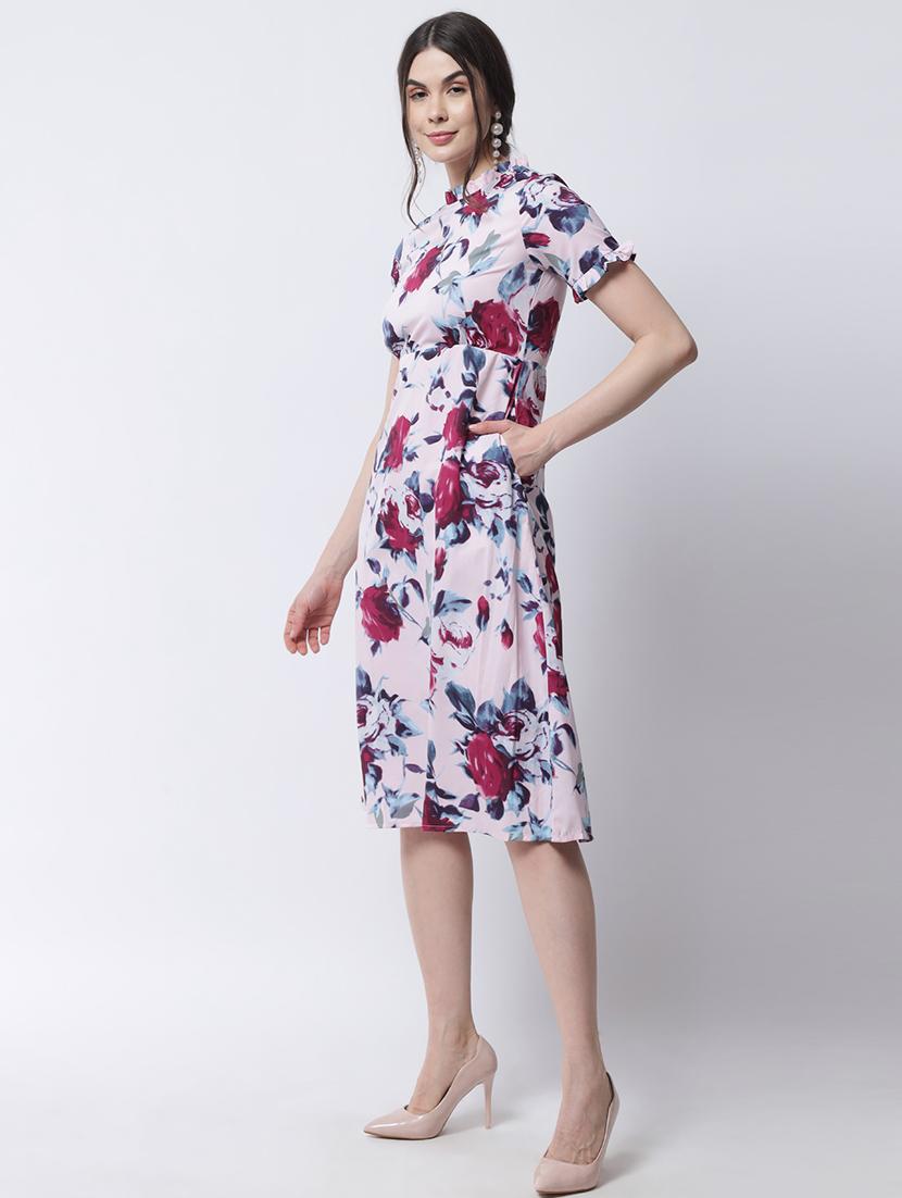 round neck floral a-line dress - 18315611 - Zoom Image - 2