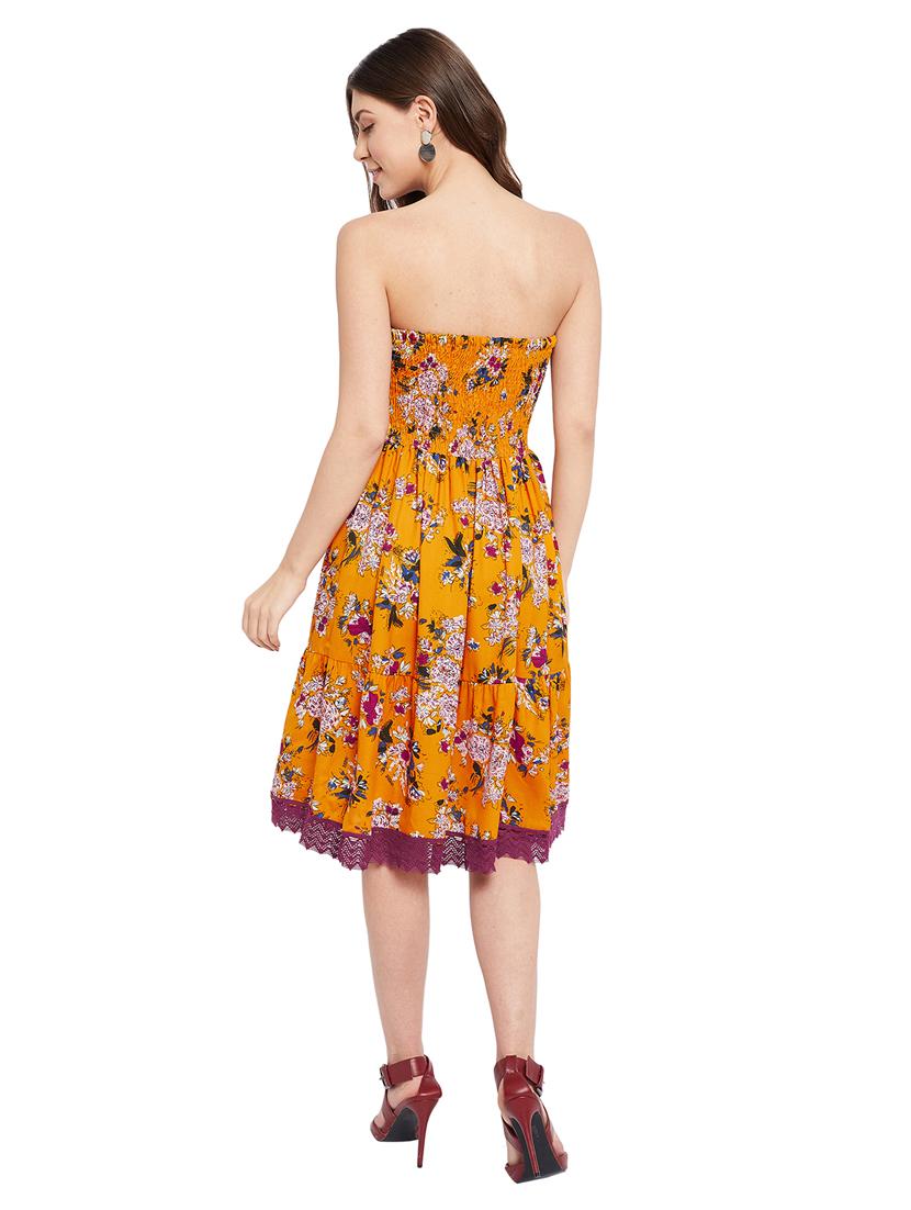 smocked floral off shoulder dress - 18316640 - Zoom Image - 3