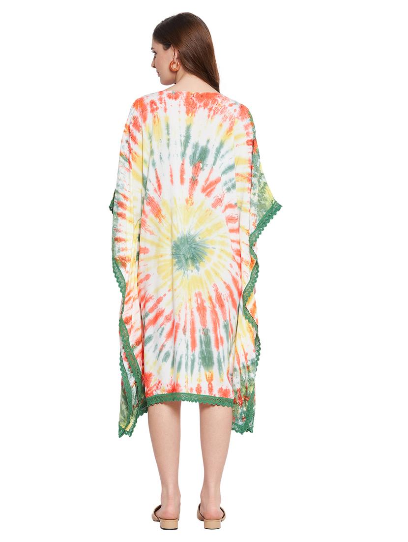 v-neck tie & dye kaftan dress - 18316642 - Zoom Image - 3