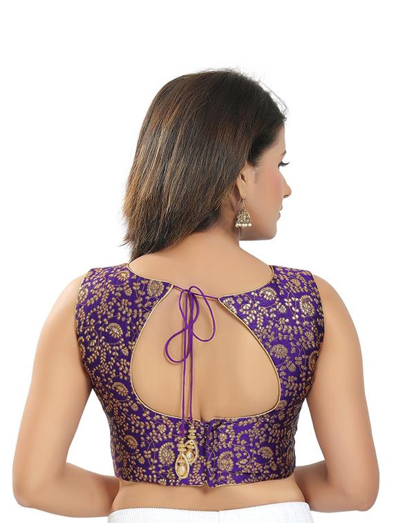purple cotton blend printed blouse - 18316926 - Zoom Image - 3