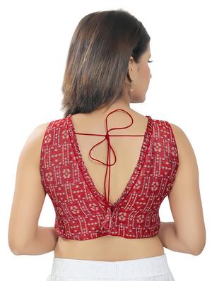 red cotton printed blouse - 18316931 - Standard Image - 3