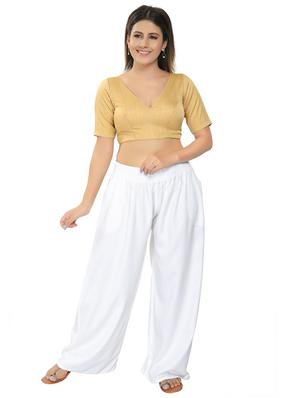 gold silk solid blouse - 18316934 - Standard Image - 4
