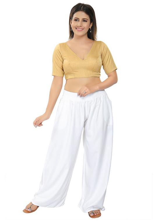 gold silk solid blouse - 18316934 - Zoom Image - 4