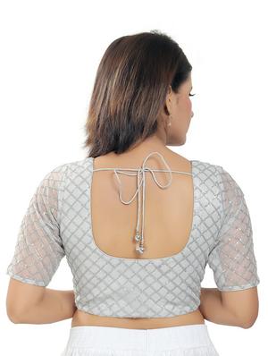 silver net embroidered blouse - 18316999 - Standard Image - 3