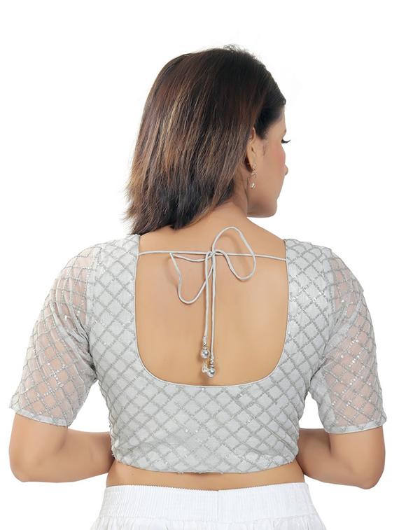 silver net embroidered blouse - 18316999 - Zoom Image - 3