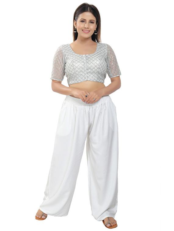 silver net embroidered blouse - 18316999 - Zoom Image - 4