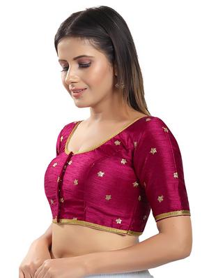 pink silk embroidered blouse - 18317004 - Standard Image - 2