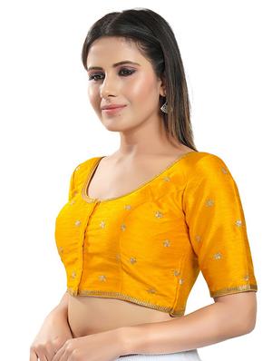 yellow silk embroidered blouse - 18317005 - Standard Image - 2