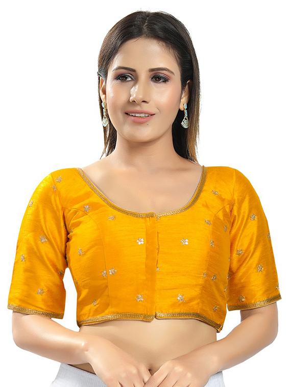 yellow silk embroidered blouse - 18317005 - Zoom Image - 1