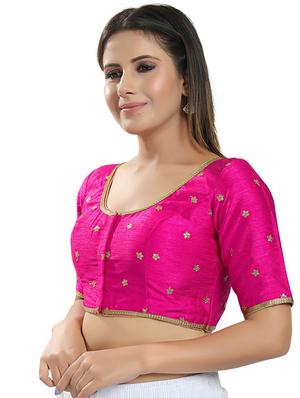 pink silk embroidered blouse - 18317008 - Standard Image - 2