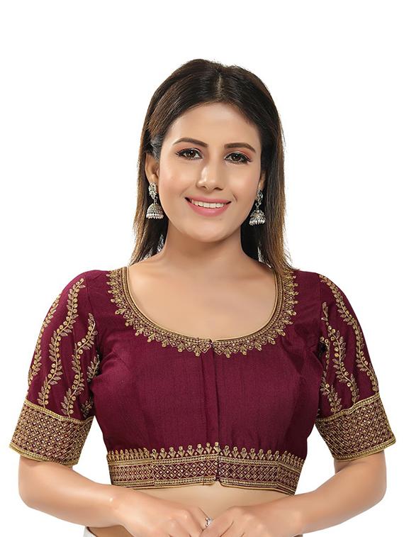 red silk embroidered blouse - 18317022 - Zoom Image - 1