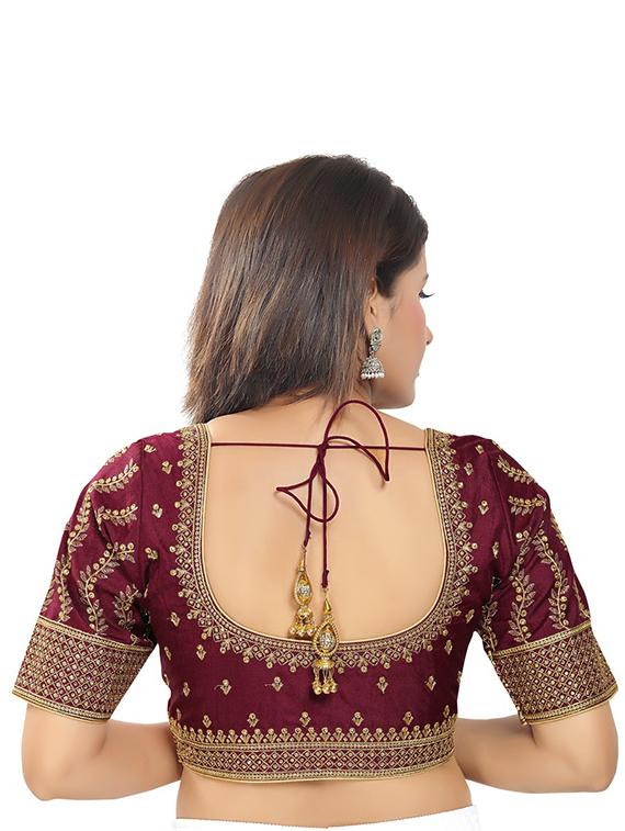 red silk embroidered blouse - 18317022 - Zoom Image - 3