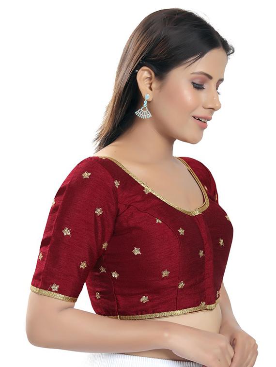red silk embroidered blouse - 18317031 - Zoom Image - 2