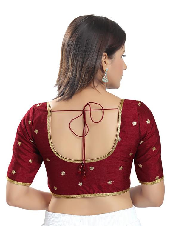 red silk embroidered blouse - 18317031 - Zoom Image - 3