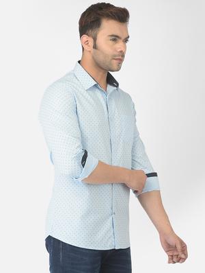 light blue printed casual shirt - 18317062 - Standard Image - 2