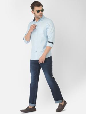 light blue printed casual shirt - 18317062 - Standard Image - 4