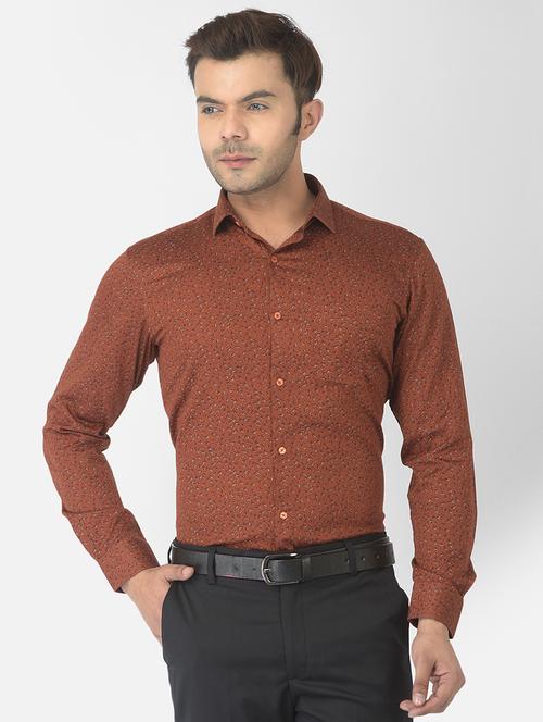 brown printed formal shirt - 18317073 - Standard Image - 1