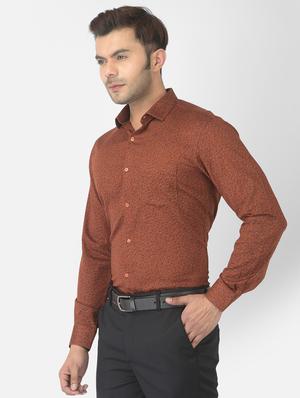 brown printed formal shirt - 18317073 - Standard Image - 2