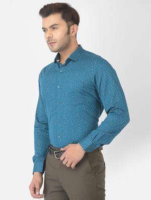 blue printed formal shirt - 18317074 - Standard Image - 2