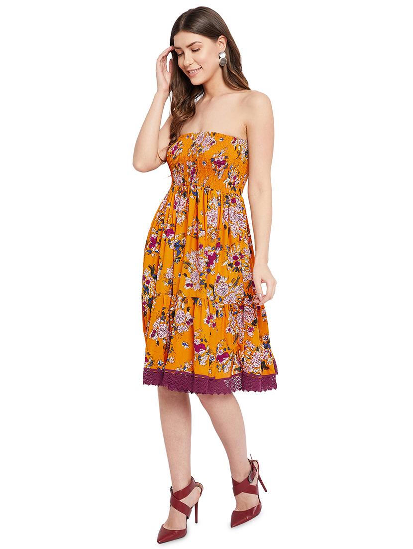 smocked floral off shoulder dress - 18317397 - Zoom Image - 2