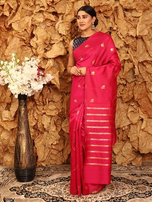 pink art silk banarasi saree with blouse - 18317552 - Standard Image - 2