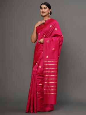 pink art silk banarasi saree with blouse - 18317552 - Standard Image - 3