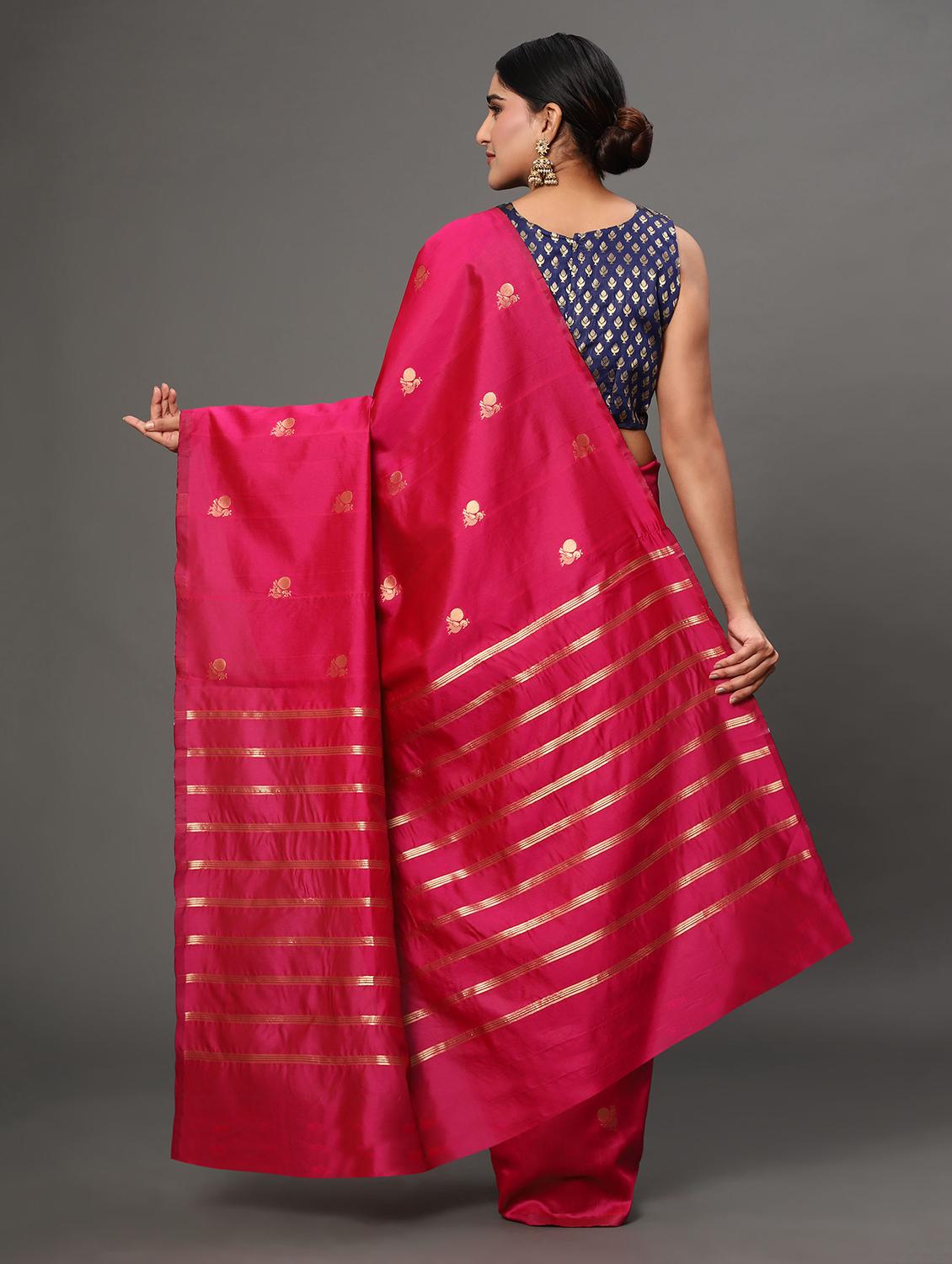 pink art silk banarasi saree with blouse - 18317552 - Zoom Image - 4