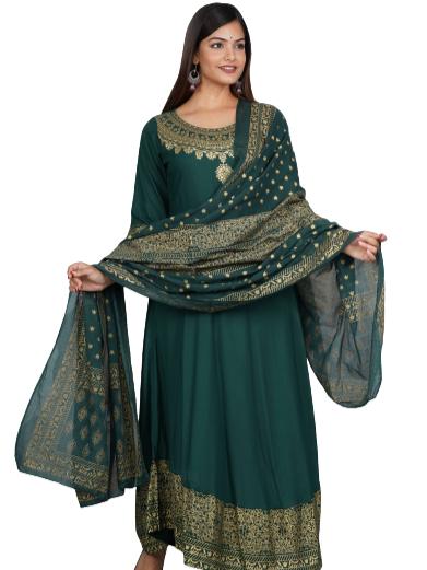 green rayon gown - 18317633 - Standard Image - 1