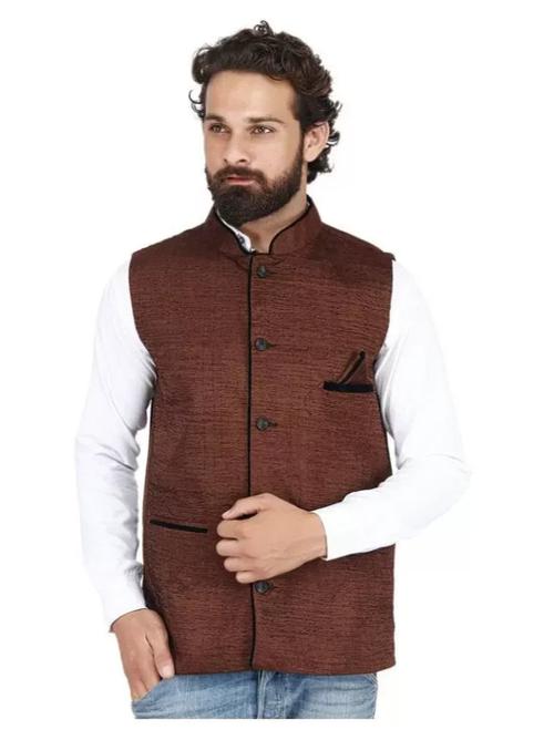 men's velvet waist coat sleeveless brown - 18317674 - Standard Image - 1